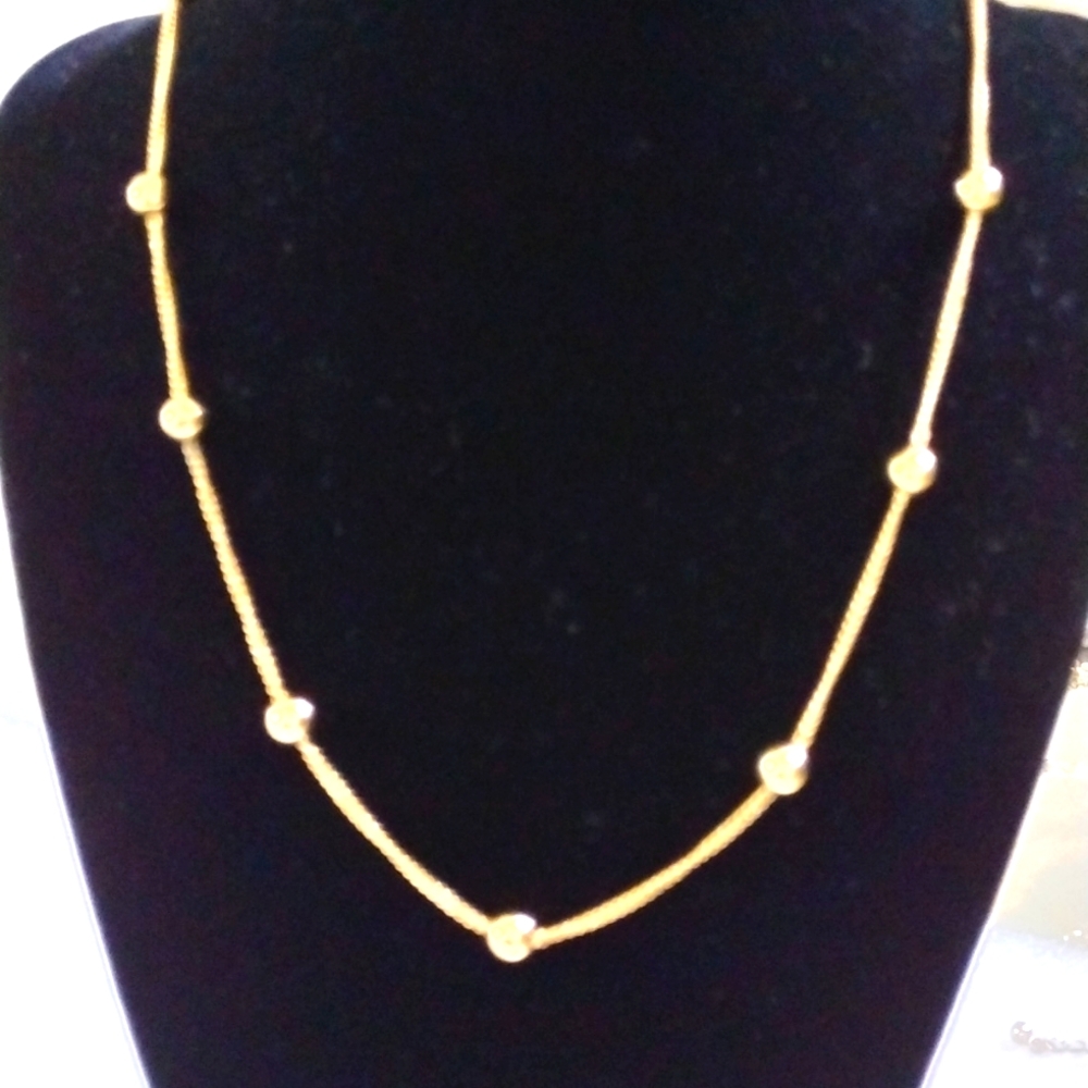 LR faux gold chain necklace with spaced faux gold beads.